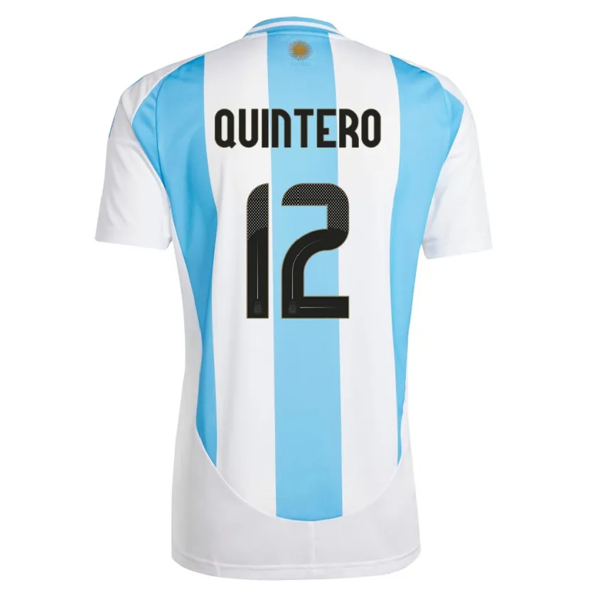 Danxen Dámské Argentina Valentino Quintero #12 Bílá Modrá Domů Hráčské Dresy 24-26 Dres