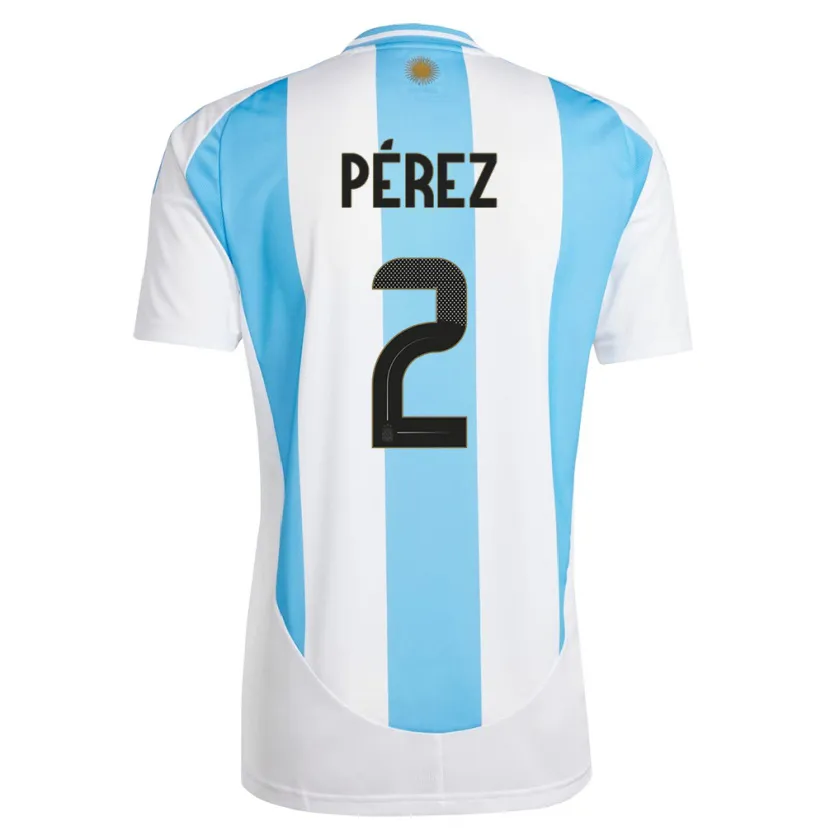 Danxen Dámské Argentina Nehuen Perez #2 Bílá Modrá Domů Hráčské Dresy 24-26 Dres