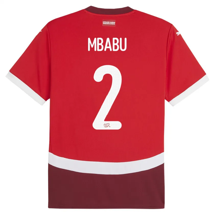Danxen Dámské Švýcarsko Kevin Mbabu #2 Červené Domů Hráčské Dresy 24-26 Dres