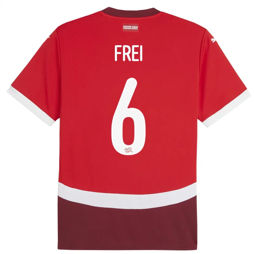 Danxen Dámské Švýcarsko Fabian Frei #6 Červené Domů Hráčské Dresy 24-26 Dres