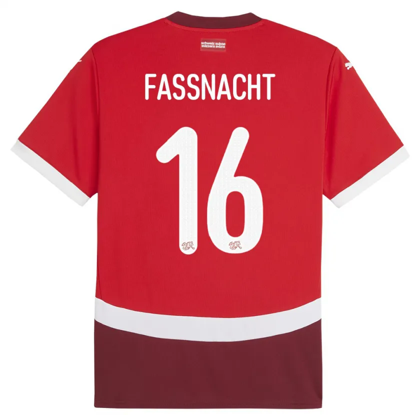 Danxen Dámské Švýcarsko Christian Fassnacht #16 Červené Domů Hráčské Dresy 24-26 Dres