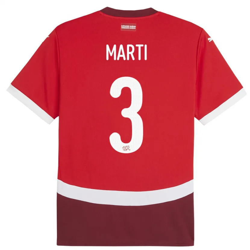 Danxen Dámské Švýcarsko Lara Marti #3 Červené Domů Hráčské Dresy 24-26 Dres