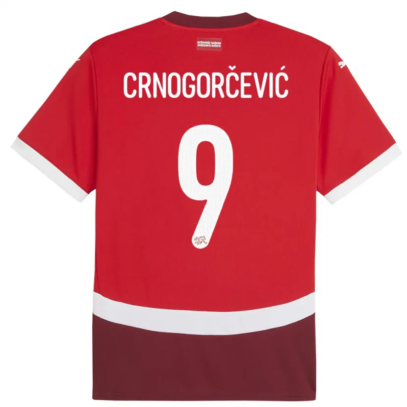 Danxen Dámské Švýcarsko Ana Maria Crnogorcevic #9 Červené Domů Hráčské Dresy 24-26 Dres