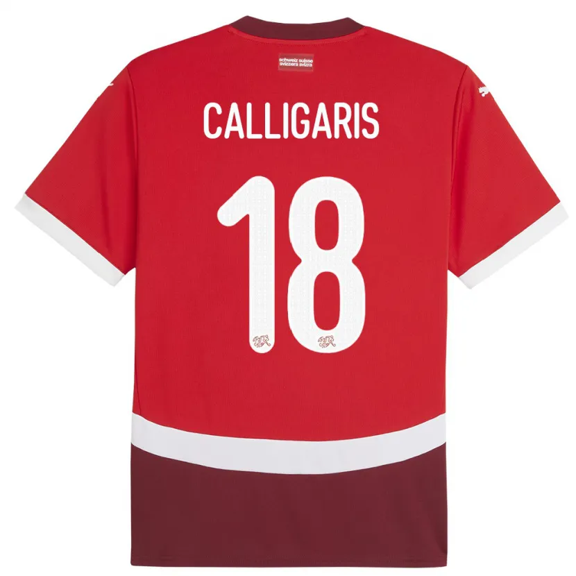 Danxen Dámské Švýcarsko Viola Calligaris #18 Červené Domů Hráčské Dresy 24-26 Dres