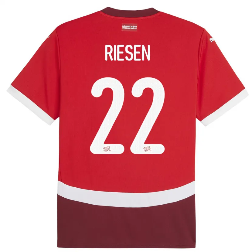 Danxen Dámské Švýcarsko Nadine Riesen #22 Červené Domů Hráčské Dresy 24-26 Dres