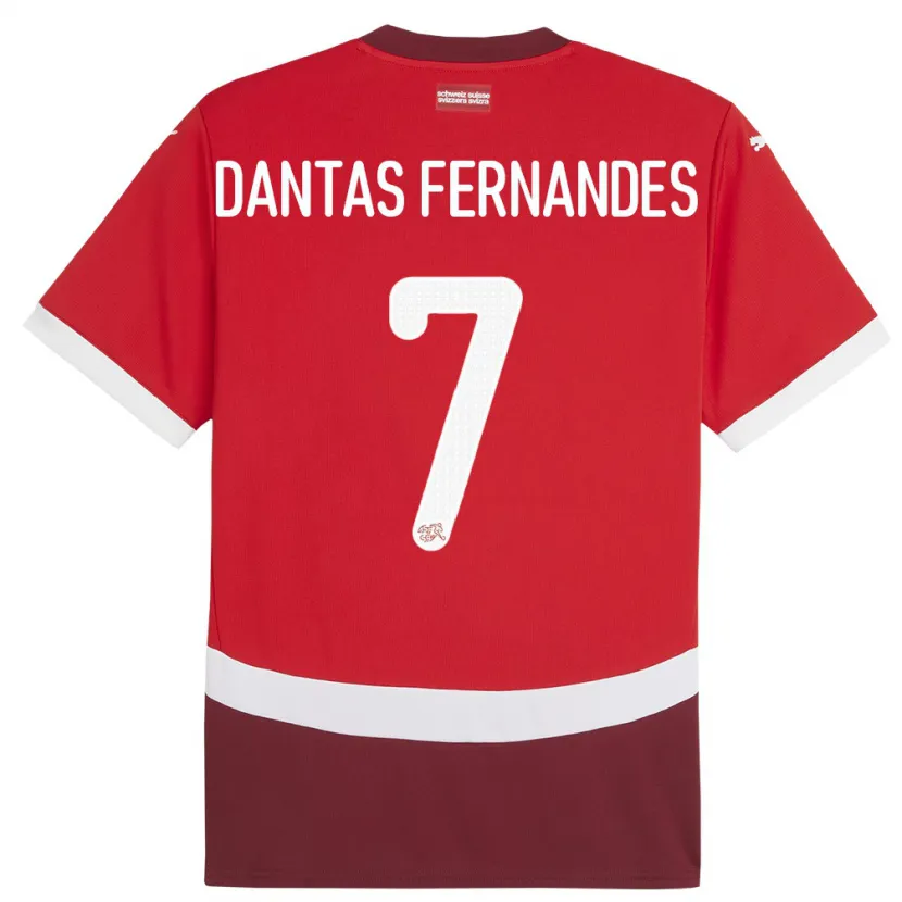 Danxen Dámské Švýcarsko Ronaldo Dantas Fernandes #7 Červené Domů Hráčské Dresy 24-26 Dres