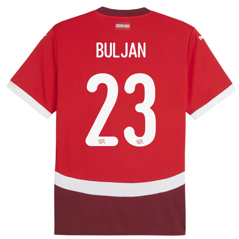 Danxen Dámské Švýcarsko Leo Buljan #23 Červené Domů Hráčské Dresy 24-26 Dres
