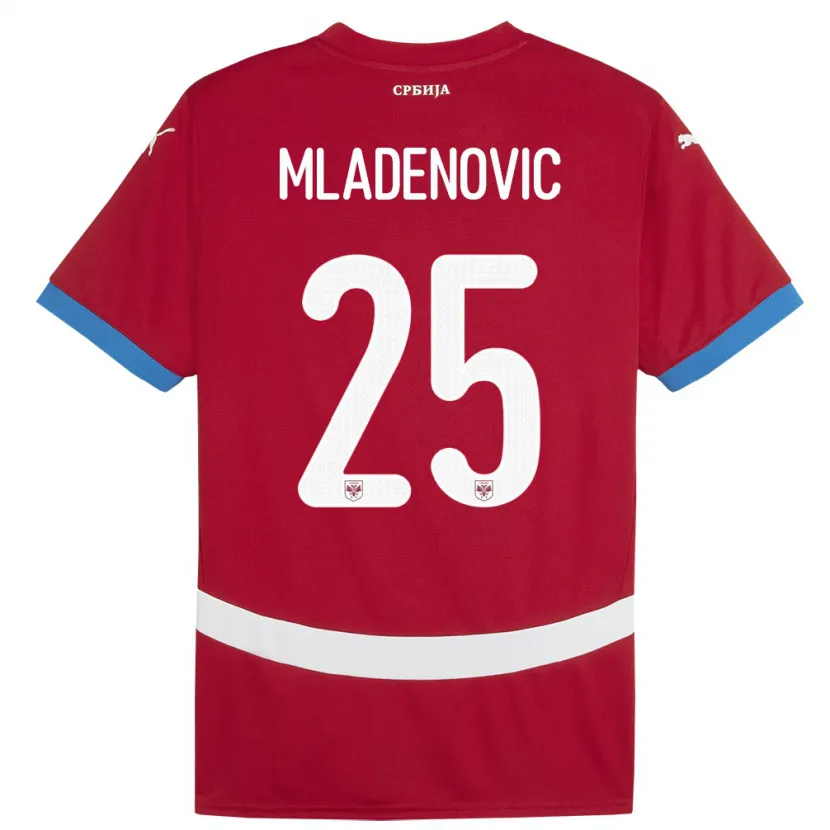 Danxen Dámské Srbsko Filip Mladenovic #25 Červené Domů Hráčské Dresy 24-26 Dres