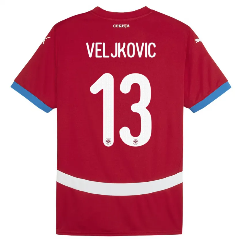 Danxen Dámské Srbsko Milos Veljkovic #13 Červené Domů Hráčské Dresy 24-26 Dres