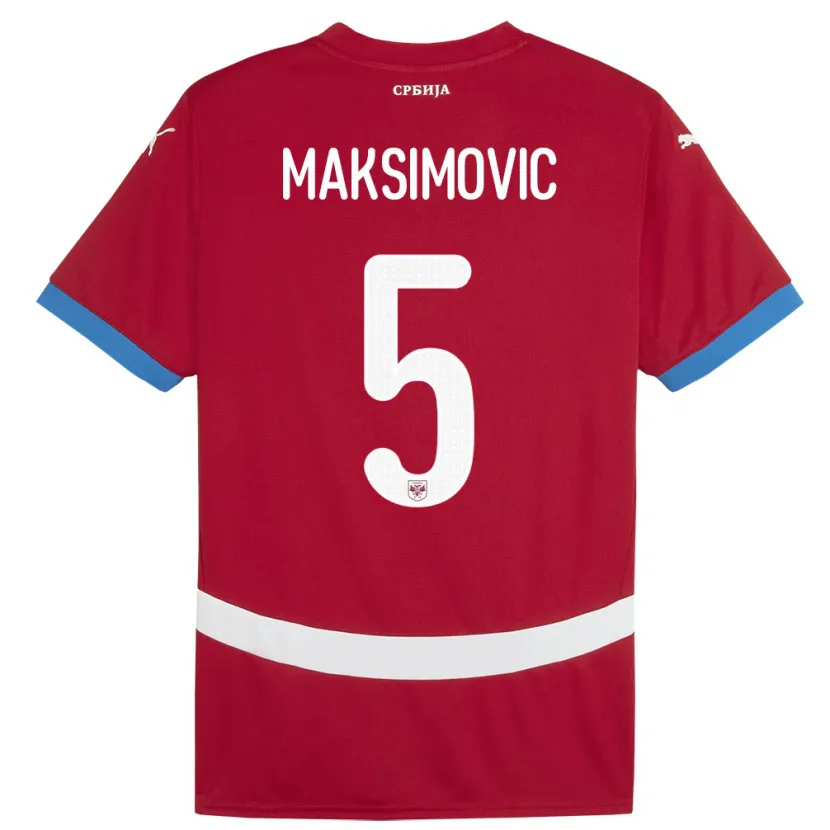 Danxen Dámské Srbsko Nemanja Maksimovic #5 Červené Domů Hráčské Dresy 24-26 Dres