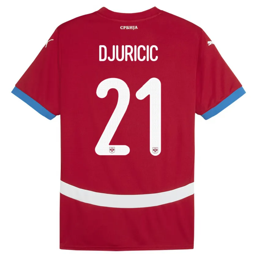 Danxen Dámské Srbsko Filip Djuricic #21 Červené Domů Hráčské Dresy 24-26 Dres