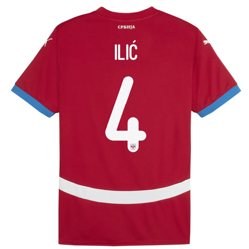 Danxen Dámské Srbsko Marija Ilic #4 Červené Domů Hráčské Dresy 24-26 Dres