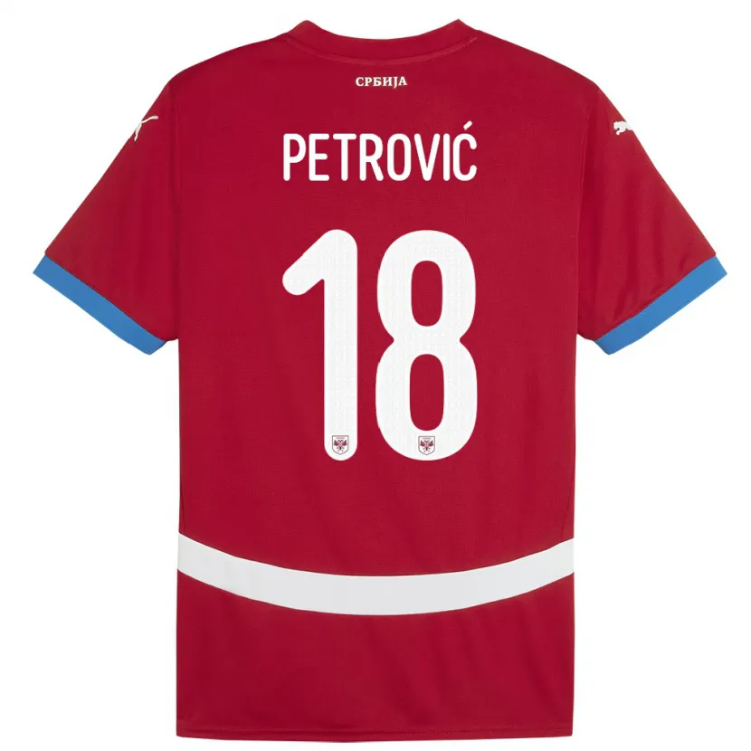 Danxen Dámské Srbsko Emilija Petrovic #18 Červené Domů Hráčské Dresy 24-26 Dres