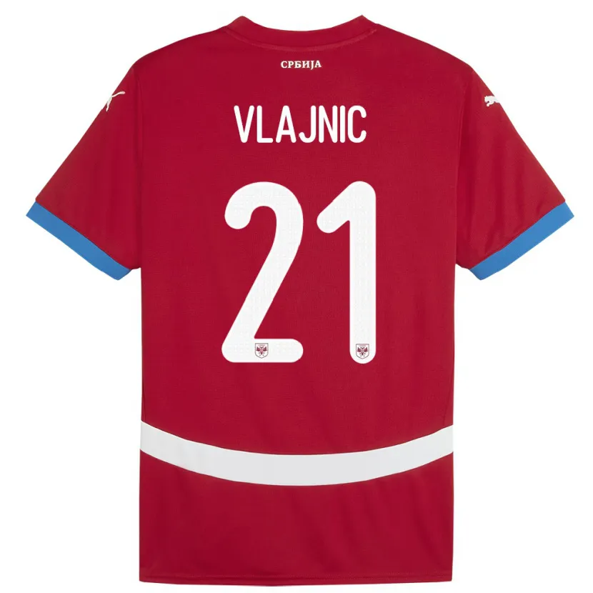 Danxen Dámské Srbsko Tyla Jay Vlajnic #21 Červené Domů Hráčské Dresy 24-26 Dres