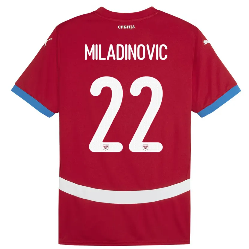 Danxen Dámské Srbsko Igor Miladinovic #22 Červené Domů Hráčské Dresy 24-26 Dres