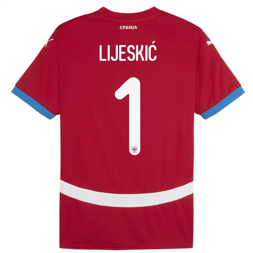 Danxen Dámské Srbsko Luka Lijeskic #1 Červené Domů Hráčské Dresy 24-26 Dres
