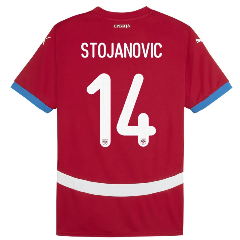 Danxen Dámské Srbsko Matija Stojanovic #14 Červené Domů Hráčské Dresy 24-26 Dres