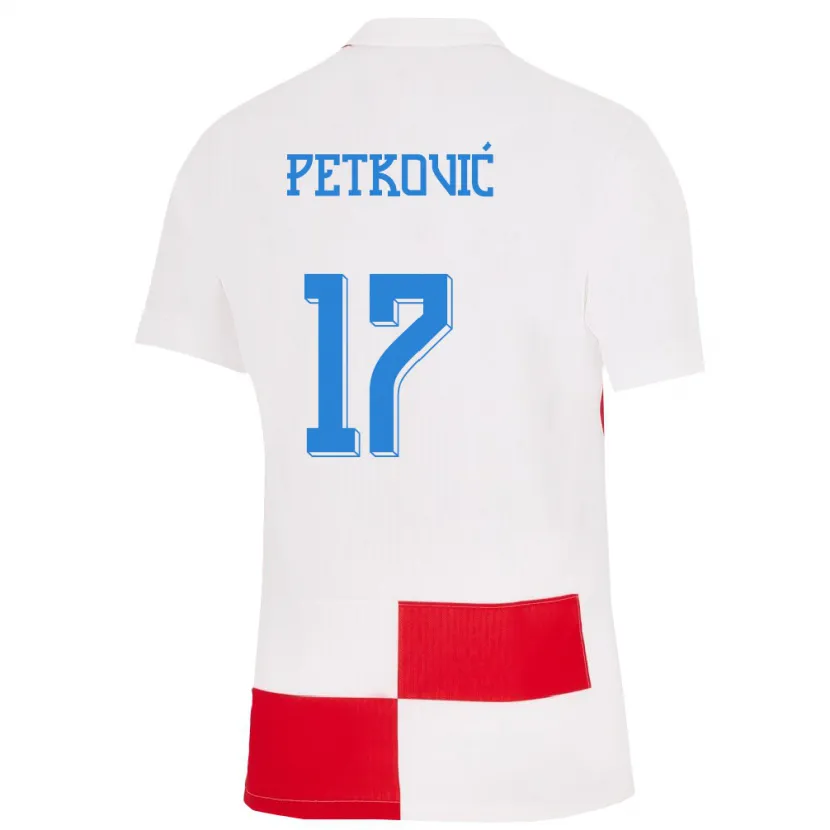 Danxen Dámské Chorvatsko Bruno Petkovic #17 Bílá Červená Domů Hráčské Dresy 24-26 Dres
