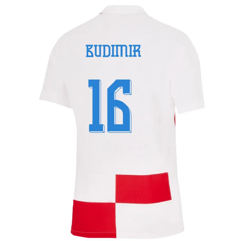 Danxen Dámské Chorvatsko Ante Budimir #16 Bílá Červená Domů Hráčské Dresy 24-26 Dres