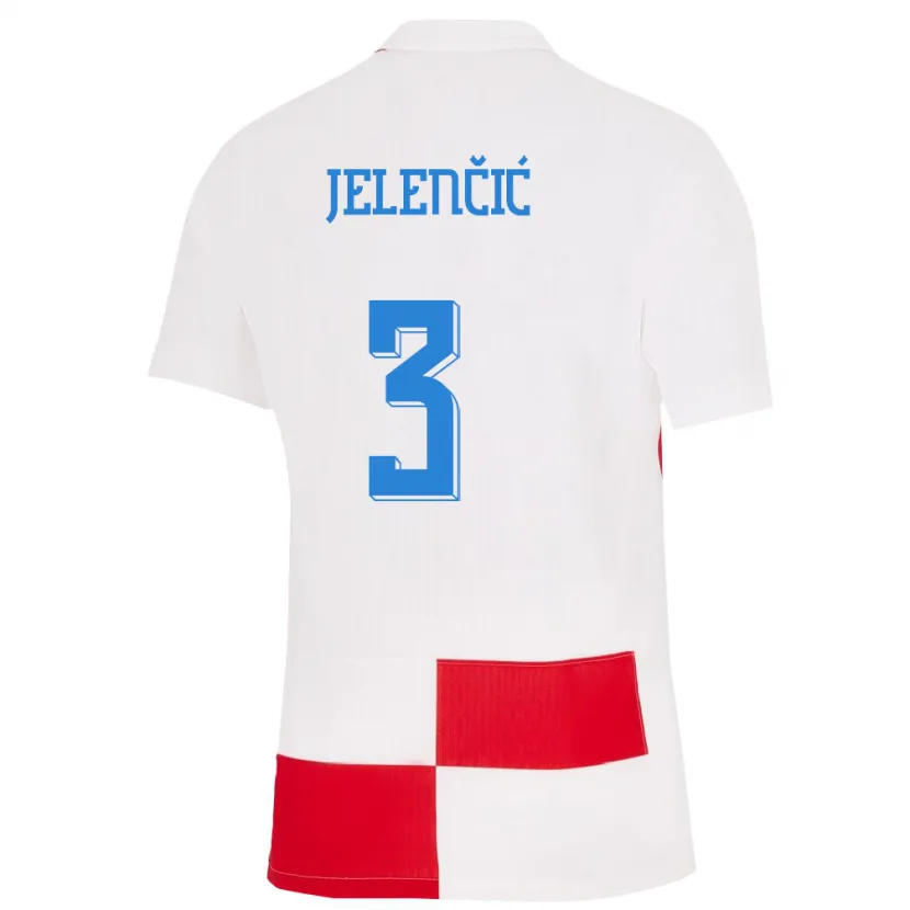 Danxen Dámské Chorvatsko Ana Jelencic #3 Bílá Červená Domů Hráčské Dresy 24-26 Dres