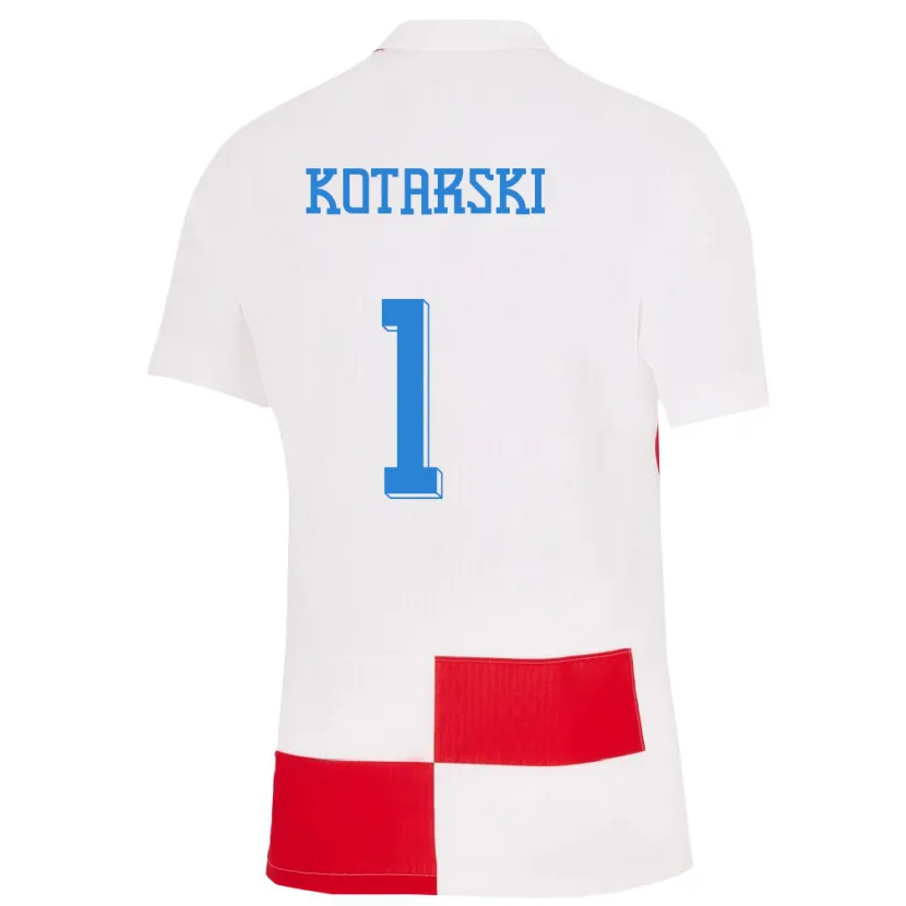 Danxen Dámské Chorvatsko Dominik Kotarski #1 Bílá Červená Domů Hráčské Dresy 24-26 Dres