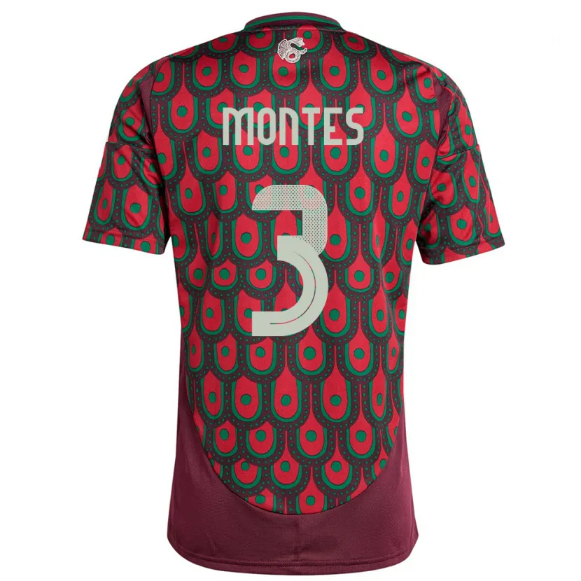 Danxen Dámské Mexiko Cesar Montes #3 Maroon Domů Hráčské Dresy 24-26 Dres