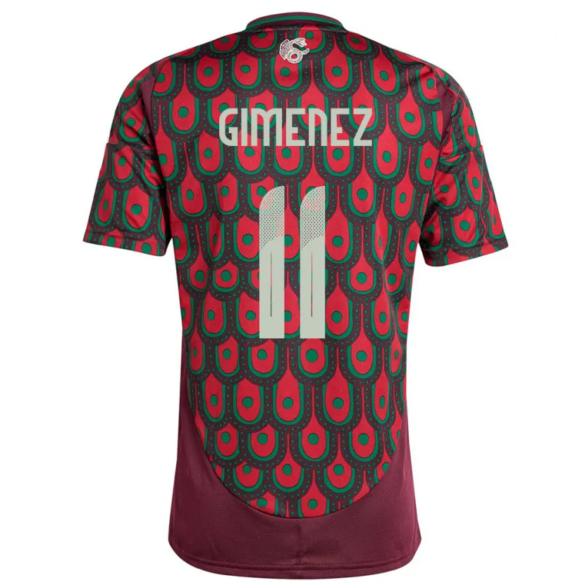 Danxen Dámské Mexiko Santiago Gimenez #11 Maroon Domů Hráčské Dresy 24-26 Dres