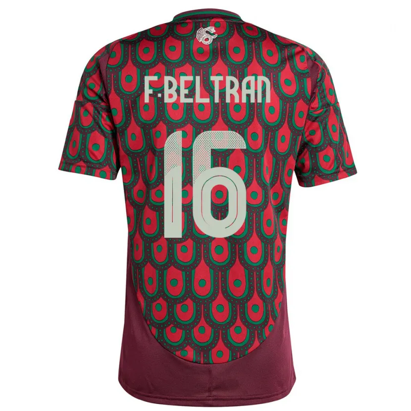 Danxen Dámské Mexiko Fernando Beltran #16 Maroon Domů Hráčské Dresy 24-26 Dres