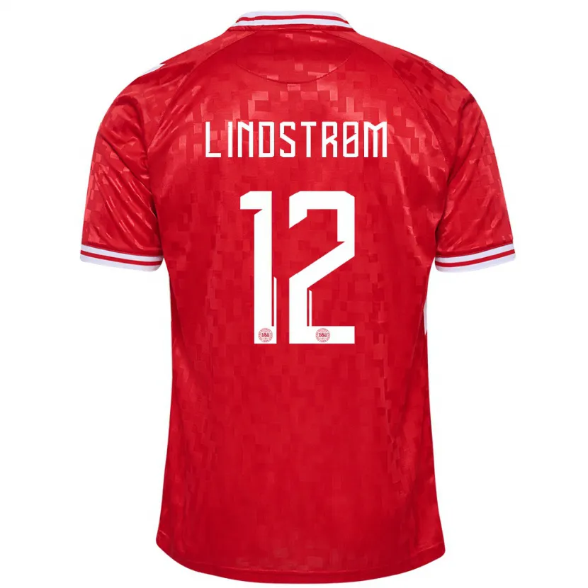 Danxen Dámské Dánsko Jesper Lindstrøm #12 Červené Domů Hráčské Dresy 24-26 Dres