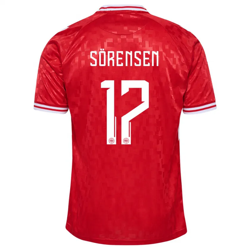 Danxen Dámské Dánsko Oliver Sörensen #17 Červené Domů Hráčské Dresy 24-26 Dres
