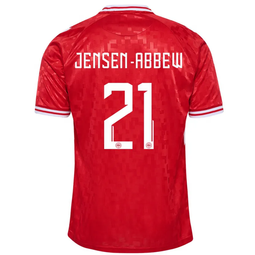 Danxen Dámské Dánsko Jonas Jensen-Abbew #21 Červené Domů Hráčské Dresy 24-26 Dres