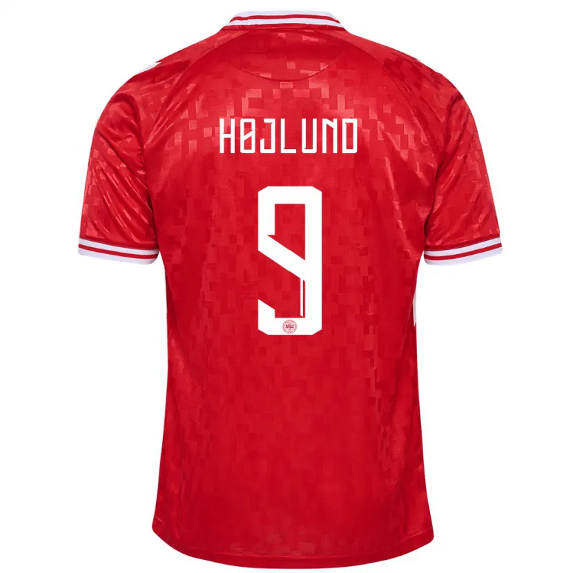 Danxen Dámské Dánsko Emil Højlund #9 Červené Domů Hráčské Dresy 24-26 Dres