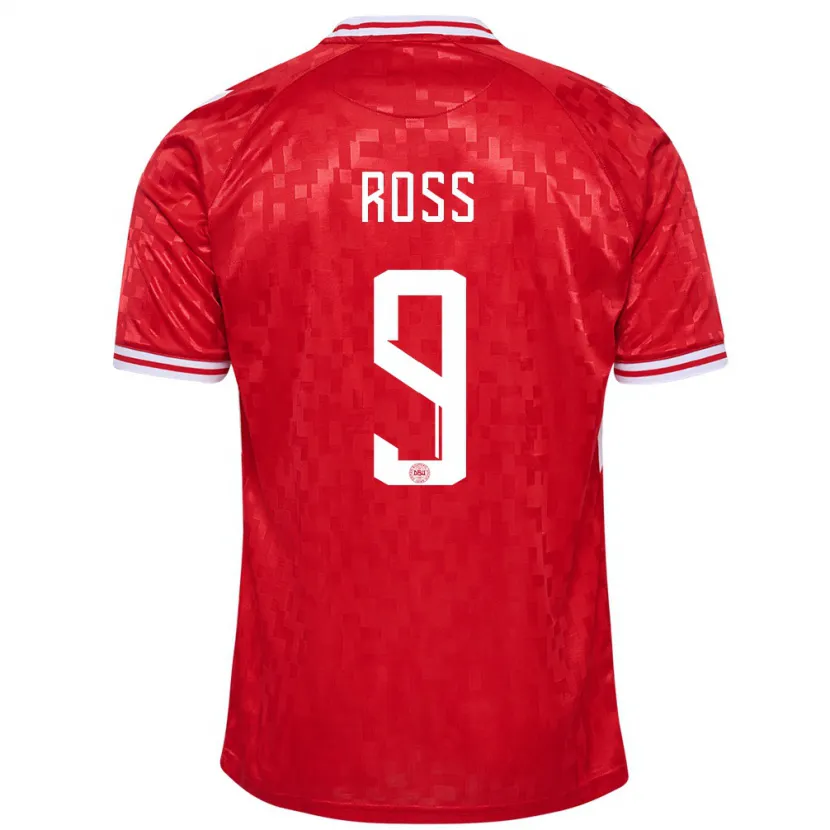 Danxen Dámské Dánsko Oliver Ross #9 Červené Domů Hráčské Dresy 24-26 Dres