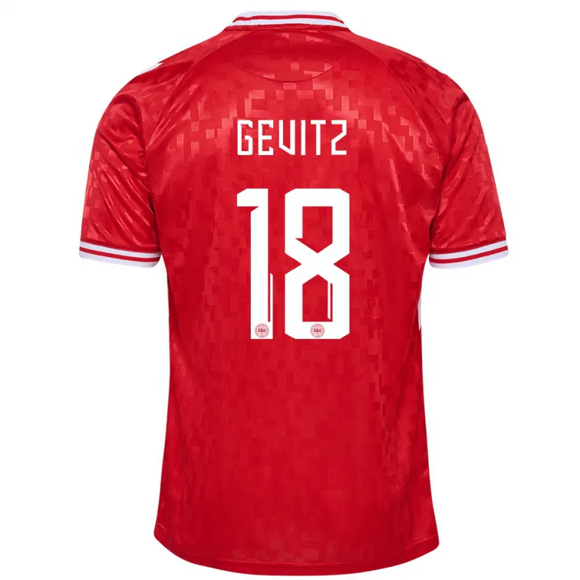 Danxen Dámské Dánsko Luna Gevitz #18 Červené Domů Hráčské Dresy 24-26 Dres