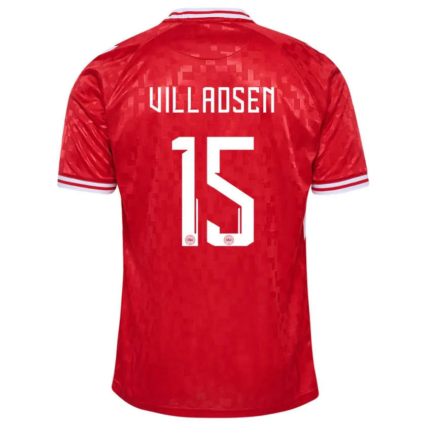 Danxen Dámské Dánsko Oliver Villadsen #15 Červené Domů Hráčské Dresy 24-26 Dres