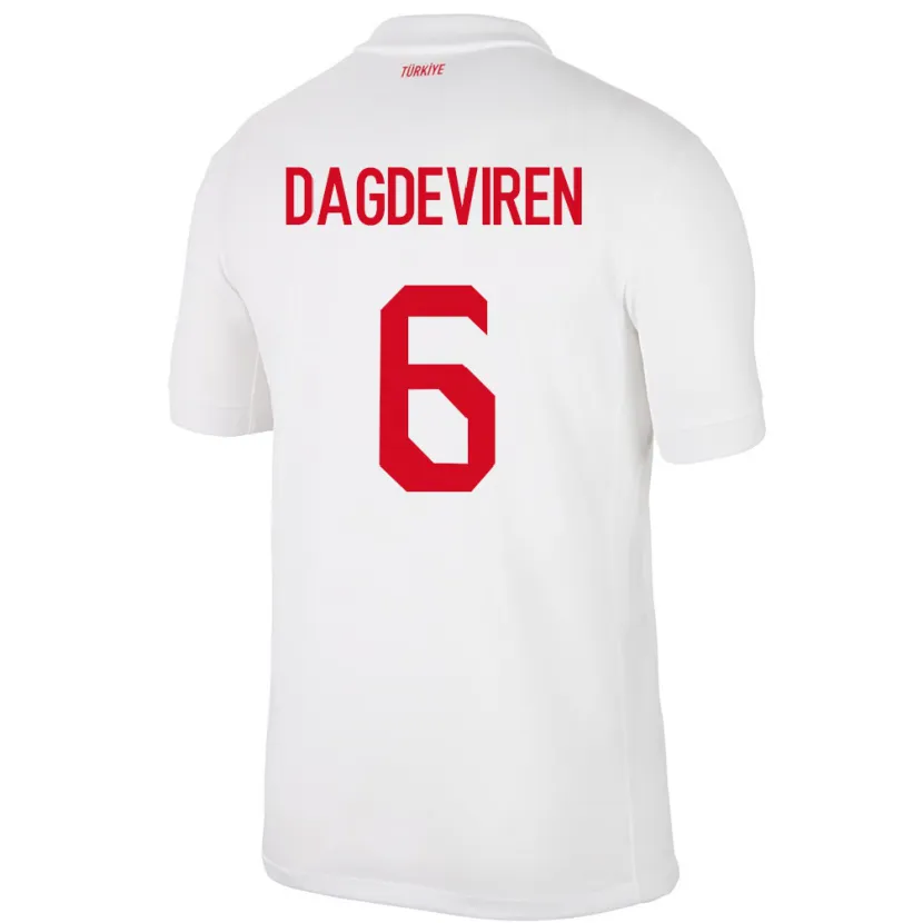 Danxen Dámské Turecko Diren Dağdeviren #6 Bílý Domů Hráčské Dresy 24-26 Dres