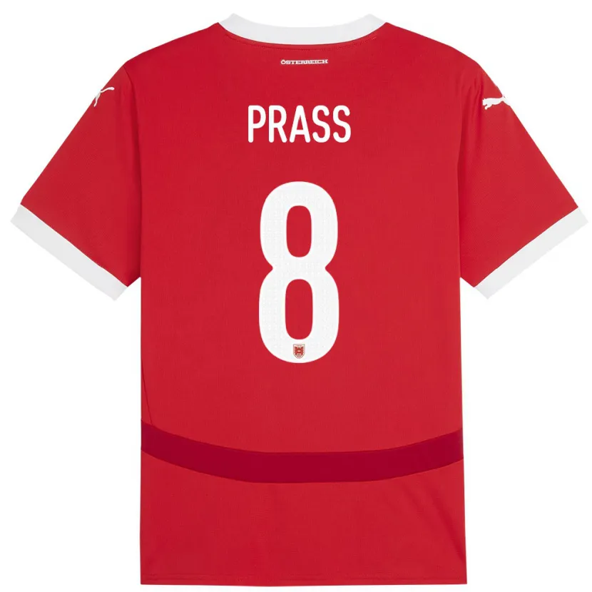 Danxen Dámské Rakousko Alexander Prass #8 Červené Domů Hráčské Dresy 24-26 Dres