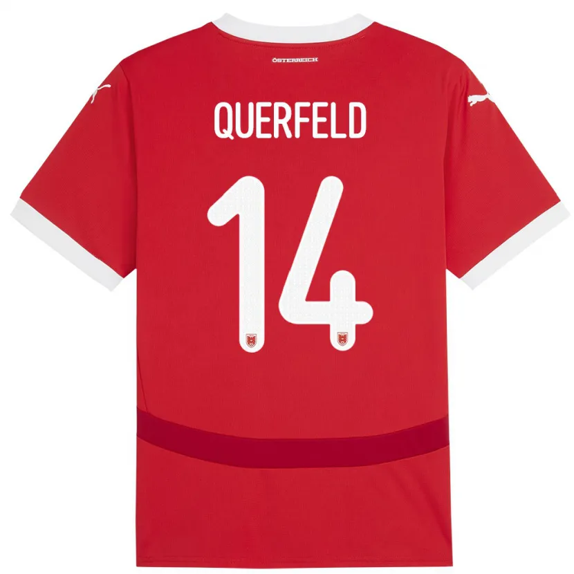 Danxen Dámské Rakousko Leopold Querfeld #14 Červené Domů Hráčské Dresy 24-26 Dres