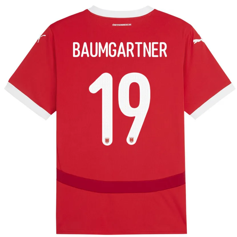 Danxen Dámské Rakousko Christoph Baumgartner #19 Červené Domů Hráčské Dresy 24-26 Dres