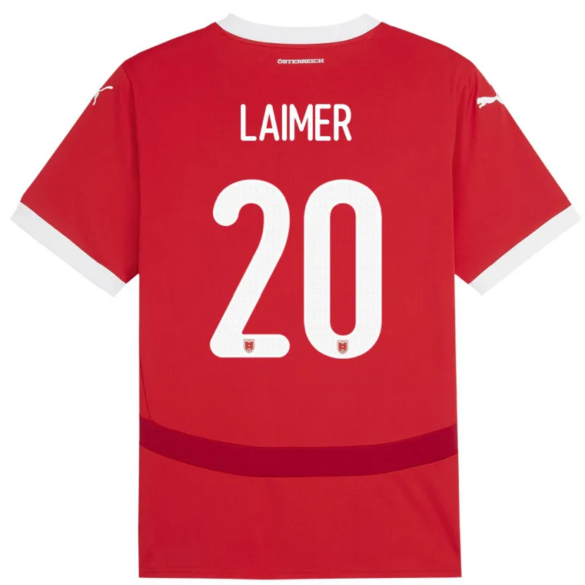 Danxen Dámské Rakousko Konrad Laimer #20 Červené Domů Hráčské Dresy 24-26 Dres