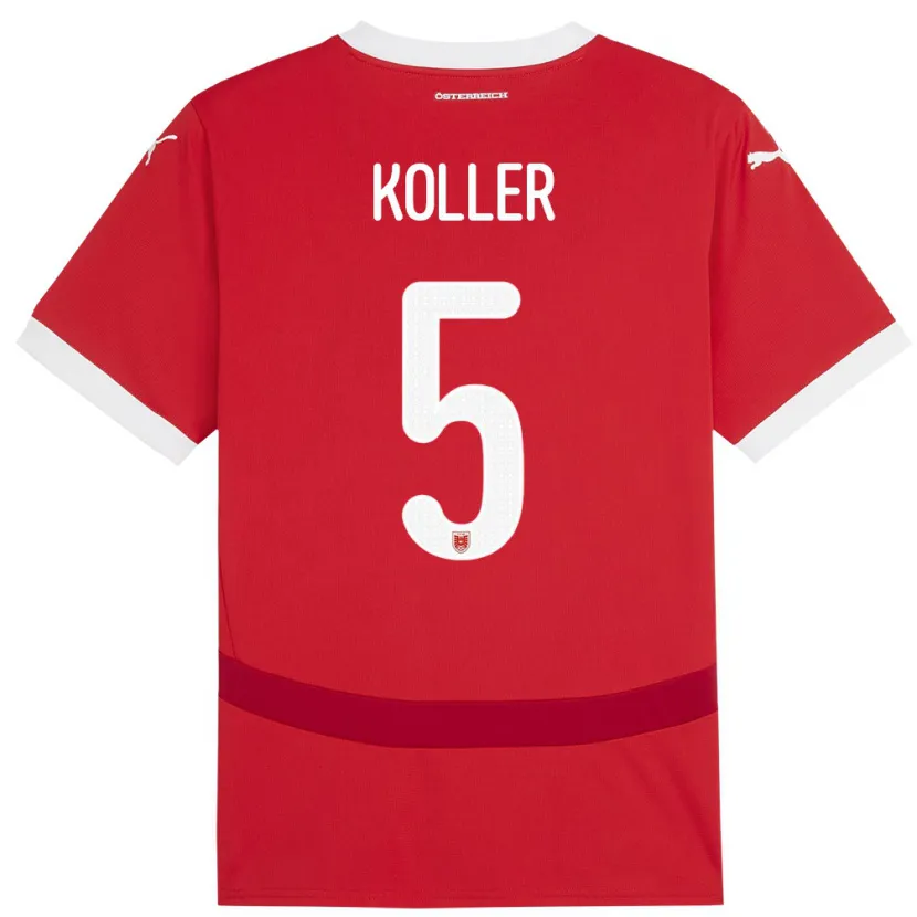 Danxen Dámské Rakousko Paul Koller #5 Červené Domů Hráčské Dresy 24-26 Dres
