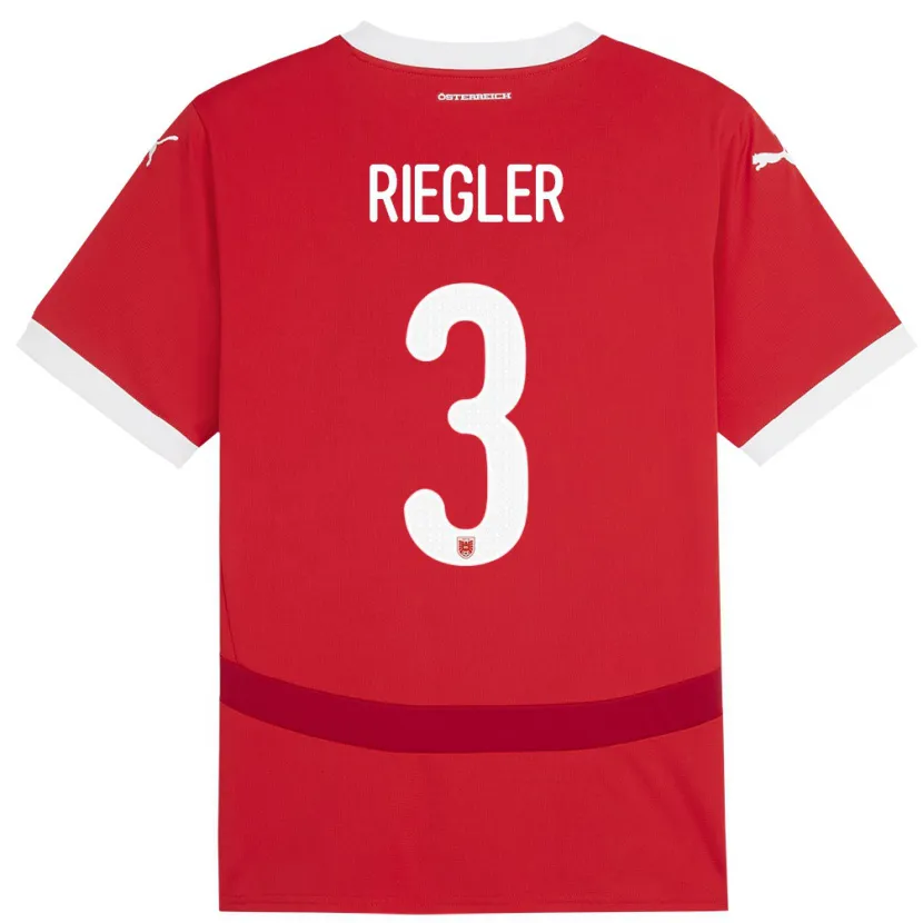 Danxen Dámské Rakousko David Riegler #3 Červené Domů Hráčské Dresy 24-26 Dres