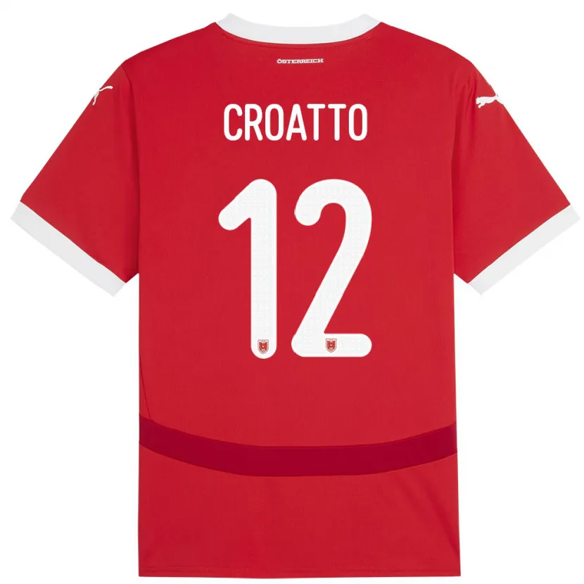Danxen Dámské Rakousko Michela Croatto #12 Červené Domů Hráčské Dresy 24-26 Dres