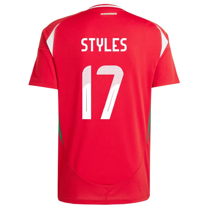 Danxen Dámské Maďarsko Callum Styles #17 Červené Domů Hráčské Dresy 24-26 Dres