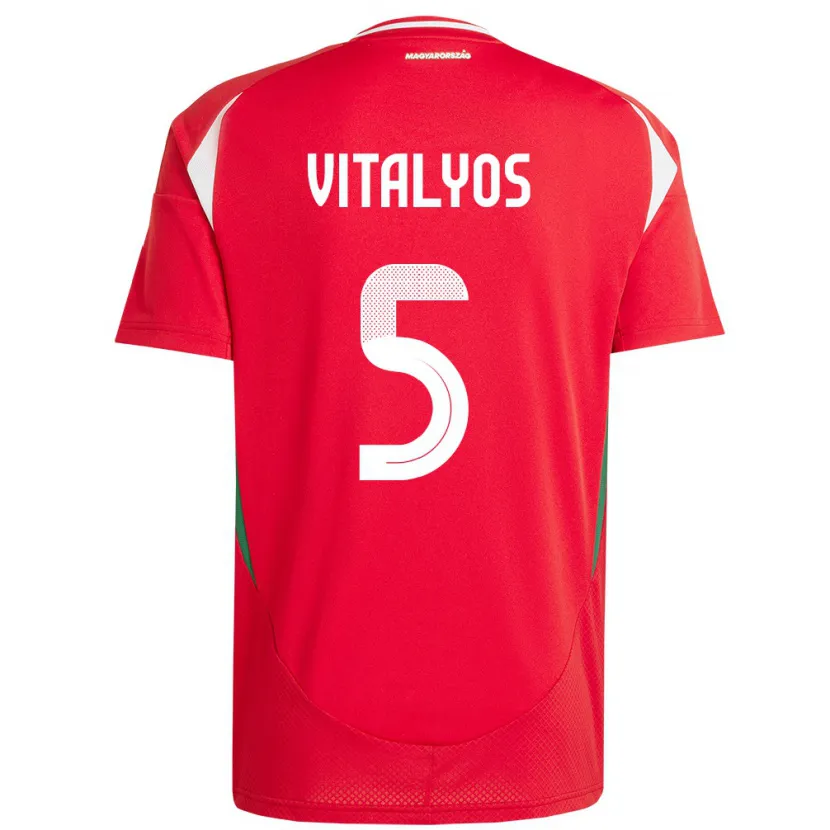 Danxen Dámské Maďarsko Viktor Vitályos #5 Červené Domů Hráčské Dresy 24-26 Dres