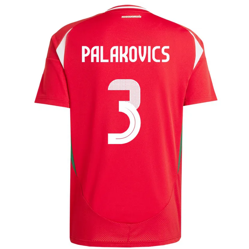 Danxen Dámské Maďarsko Laura Palakovics #3 Červené Domů Hráčské Dresy 24-26 Dres