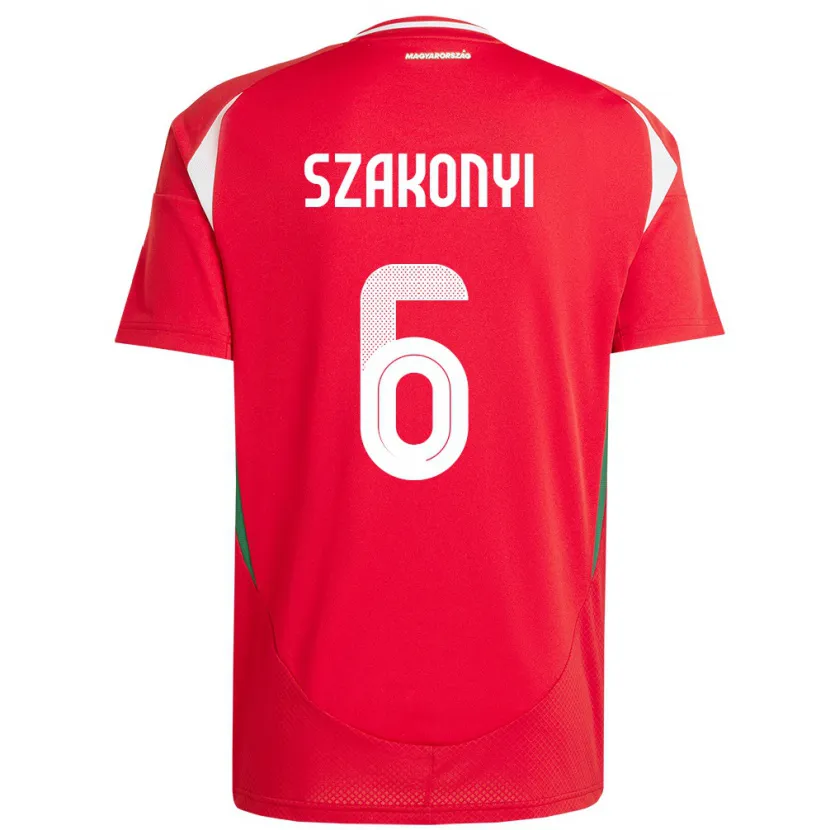 Danxen Dámské Maďarsko Emese Szakonyi #6 Červené Domů Hráčské Dresy 24-26 Dres