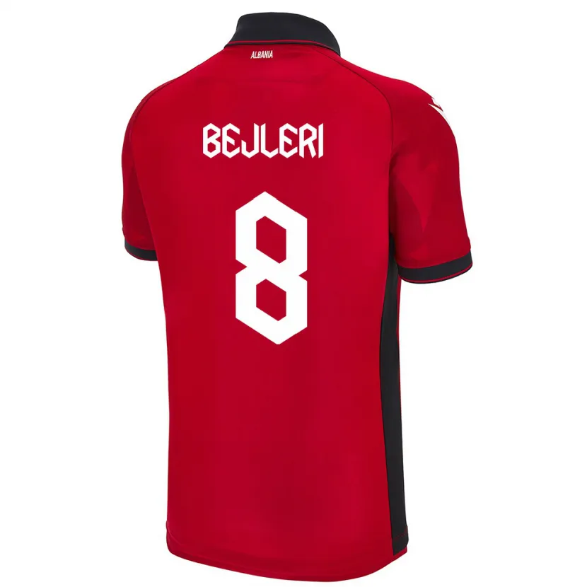Danxen Dámské Albánie Markela Bejleri #8 Červené Domů Hráčské Dresy 24-26 Dres