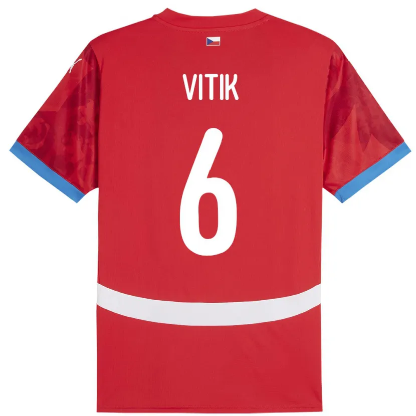 Danxen Dámské Česko Martin Vitík #6 Červené Domů Hráčské Dresy 24-26 Dres