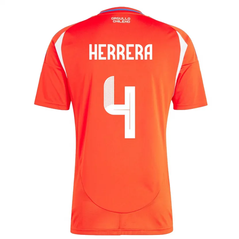 Danxen Dámské Chile Claudia Herrera #4 Červené Domů Hráčské Dresy 24-26 Dres